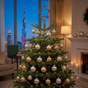 Décor de sommet de sapin de Noël en forme d'étoile multicolore avec clochettes et base spirale argentée - Product Image 3