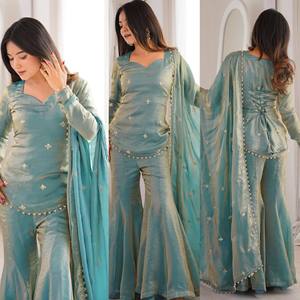 Ensemble Palazzo en Soie Douce de Qualité Supérieure pour Femme – Tenue Quotidienne Confortable – Ensemble Kurta Décontracté – Fournisseur en Gros Inde - Product Image 4