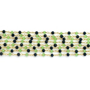 Chaîne de chapelet en préhnite et saphir bleu, plaquée or, fil enroulé, perles facettées rondelles, fournitures de bijoux - Product Image 2