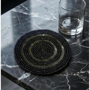 Handmade Black Beaded <b>Coaster</b> Round Decorative <b>Table</b> Mat Elegant Coffee Cup Holder Home Decor Gift Stylish Dining Accessory - Product Image 4