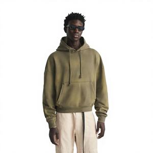 เสื้อฮู้ดดี้ทรงเท่ห์ ผ้าฟลีซคอตตอน 500GSM ล้างสีแบบ Acid Wash สำหรับผู้ชาย ผลิตโดยโรงงานรับผลิตเสื้อผ้าสไตล์ Urban Wear แบบ OEM/Private Label - Product Image 1