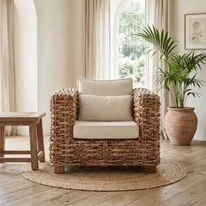 Nuevo Sofá Individual Moderno Minimalista de Ratán Tejido, Ecológico, para Jardín, Patio, Sala de Estar, Sillón Decorativo - Product Image 4
