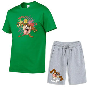 Conjunto de Camiseta y Pantalones Cortos de Colores Personalizados para Hombre, Fabricante OEM, Conjuntos de Camiseta Deportiva de Algodón Elástico en Cuatro Direcciones para Hombre - Product Image 5