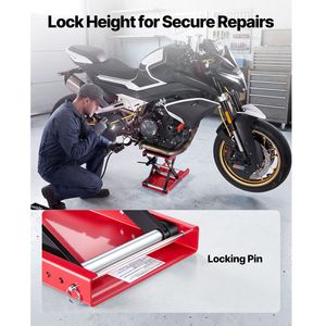 Sollevatore a Forbice per Moto con Perno di Bloccaggio per Piattaforma Larga da 1100 Libbre, per Cavalletto a Manovella in Acciaio con Foro Centrale da 3,74-13,38 Pollici - Product Image 5