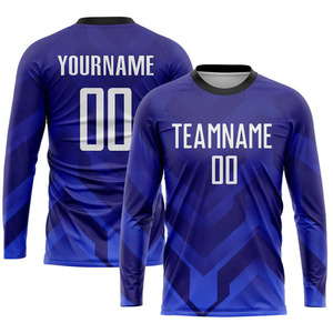 ชุดเสื้อฟุตบอลแบบซับลิเมชั่นสั่งทำพิเศษ แขนยาว สีน้ำเงิน ลายเรขาคณิต ระบายเหงื่อได้ดี ชุดทีม ยูนิฟอร์ม ผู้ใหญ่ ใส่ได้ทั้งชายและหญิง - Product Image 3