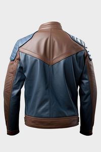 Blouson aviateur en cuir de vachette pour homme, col rabattu, fermeture éclair, style vintage, coupe classique, pour l'automne - Product Image 4