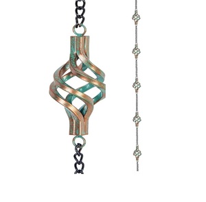 Chaîne de pluie suspendue en métal élégante pour gouttières de toit, au design moderne et à drainage d'eau fluide - Product Image 4