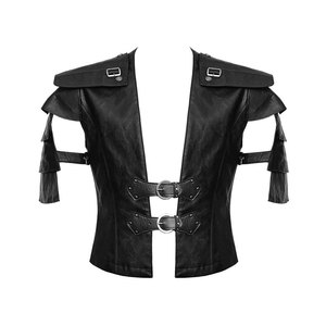 Mens Vest Waistcoat <b>Black</b> Faux Leather Goth Steampunk <b>Victorian</b> Punk Emo Style 2026 - Product Image 1