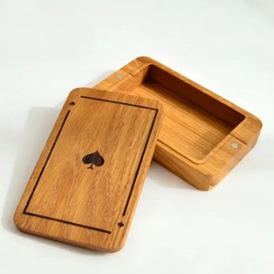 Boîte à cartes en bois de forme rectangulaire, faite à la main, en bois massif, moderne, pour collection d'art, boîte de rangement pour table - Product Image 2