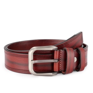 Ceinture en cuir pleine fleur marron classique à double couture pour homme, tailles et couleurs personnalisables - Product Image 1