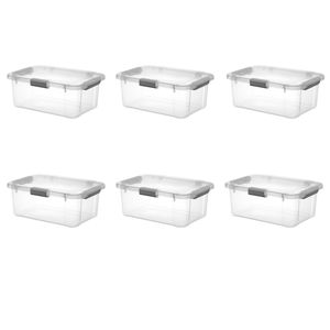 Contenitore di Stoccaggio con Coperchio a Cerniera da 20 Quarti con Chiusura - Grigio Scuro, Confezione da 6 - Contenitore Trasparente, Organizzatore Versatile per Casa e Garage - Product Image 1