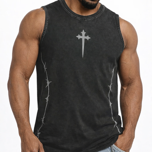 Camiseta sin mangas de algodón lavado oversize para hombre, estilo urbano con estampado gráfico, modelo 2026 de moda, para marca privada, OEM, suministro al por mayor - Product Image 3