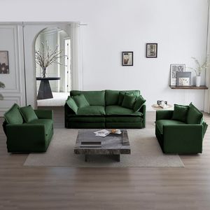 Set da Soggiorno Salvaspazio in 3 Pezzi Include 2 Poltrone e Divano a 2 Posti con Braccioli e Cuscini Decorativi di Ca - Product Image 1
