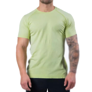 Camiseta Deportiva de Manga Corta para Hombre, Color Naranja, de Secado Rápido, Corte Ajustado, Cuello Redondo, Tejido de Poliéster, Color Sólido - Product Image 5