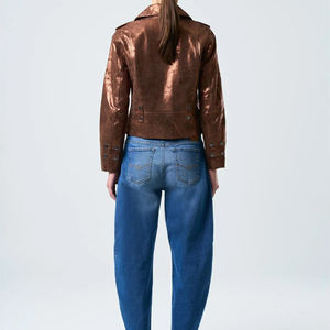 Veste en cuir de mouton pour femmes de qualité supérieure en gros, entièrement personnalisable, couleur unie, respirante - Product Image 3