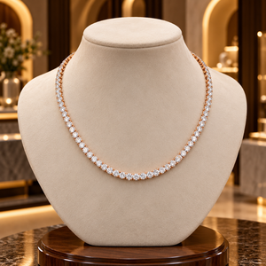 Collar de tenis Radiant con diamantes naturales de 18 pulgadas |   Proveedor de Joyería Fina de Oro de 14 Quilates, 0.15 Quilates, 3.5 mm, Corte Redondo, HI VS HI SI, Exportaciones B2B - Product Image 1