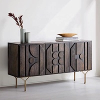 Armoire de rangement contemporaine SWT 2026 de haute qualité au design industriel moderne, en bois massif, à 4 portes, faite à la main, pour salon, hôtel, entrée