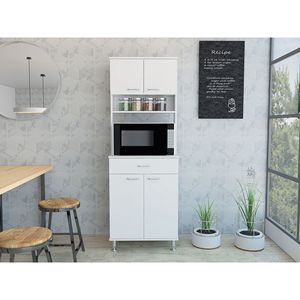 Dispensa Piacenza con Finitura Bianca, Mobile da Cucina a Due Ante Doppie - Product Image 1