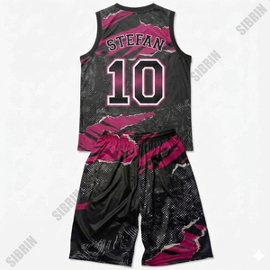 Ensemble de maillot et short de basket-ball personnalisés sublimés SIBRIN |   Concevez votre propre nom et numéro d'équipe |   100% polyester - Product Image 2