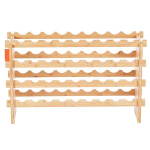 Étagère à vin modulaire empilable à 4 niveaux en bambou massif pour 36 bouteilles, présentoir autoportant avec porte-vin - Product Image 3