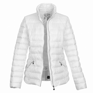 <b>Women's</b> <b>White</b> Quilted Puffer <b>Jacket</b> Stand Collar Zip Up Winter Coat - Product Image 2