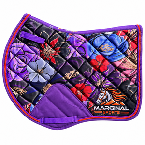 Almohadilla para Silla de Montar Personalizada con Logotipo, Diseño Floral Morado, Acolchado de Diamantes, con Ribete Trenzado, Fabricante OEM ODM - Product Image 1