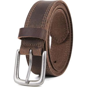 Ceinture en cuir de buffle véritable pour homme, robuste, de qualité supérieure, avec boucle en laiton antique, accessoire élégant et décontracté - Product Image 1