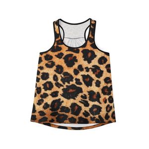 Camiseta sin mangas con estampado de leopardo para mujer, de punto elástico, transpirable, informal, con cuello redondo, chaleco deportivo con logo frontal - Product Image 2