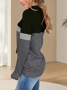 Sweat-shirt blanc oversize uni à capuche pour femme, imprimé devant, en polyester tricoté, manches longues, collection automne 2026 - Product Image 3