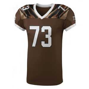 Maillot de football américain marron pour homme, col en V, manches courtes, impression sublimée, numéro d'équipe 73, polyester respirant, vêtements de sport - Product Image 1