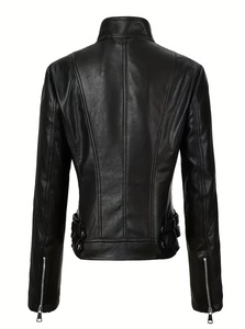 Chaqueta Bomber Casual de Manga Larga con Cierre Frontal, Transpirable, Tejida, para Mujer, de Cuero Genuino de Oveja, para Invierno - Product Image 6