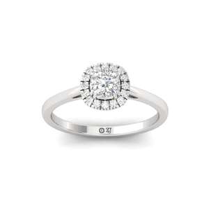 Bague solitaire en diamant de laboratoire taille coussin, finition plaquée or 10 carats, luxe pour femme - Product Image 4
