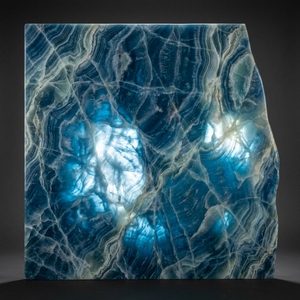 Grande dalle d'onyx bleu poli - Pierre durable et imperméable pour le revêtement mural de la cuisine et de la salle à manger |   Impex Pakistan IP-U-26-08-039 - Product Image 3