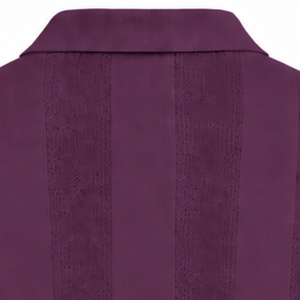 Pull-over en maille pour homme, violet prune, à manches longues, motif rayé texturé, col et poignets côtelés, style décontracté chic, haut de gamme - Product Image 4