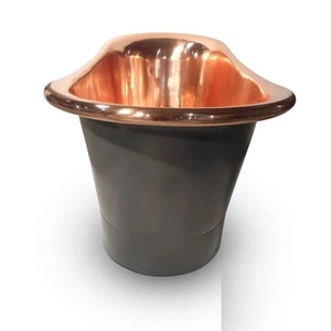 Baignoire en cuivre haut de gamme à base droite, intérieur en cuivre poli, extérieur gris graphite pour une expérience de bain de luxe - Product Image 3