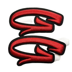 Boutique Eco-Friendly Woven <b>Patches</b>-Damask Weave Embroidered Gold Cross <b>Sew</b>-<b>On</b> Customized Color Logo English Hats Alphabet - Product Image 1