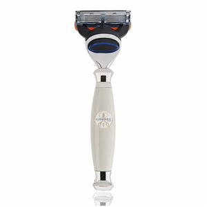 Rasoir de sécurité à double tranchant en acier inoxydable à 5 lames, forme vase, noir et chrome, avec étui en cuir - Product Image 2