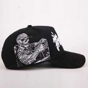 Unisex Snapback <b>Cap</b> <b>Black</b> 6 Panel <b>Baseball</b> Hat Skull Embroidery Street Style Casual Headwear <b>Baseball</b> <b>Caps</b> Unisex <b>Baseball</b> <b>Cap</b> - Product Image 1