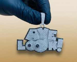 Colgante de Letra Personalizado Iced Out de Plata de Ley 925 con Moissanita VVS, Colgante Hip Hop Bicolor para Hombre - Product Image 6