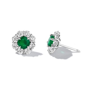 Emerald & Diamond Stud Earrings 14K Solid Gold IGI Certified Lab Grown Wedding Gift Party - Product Image 2