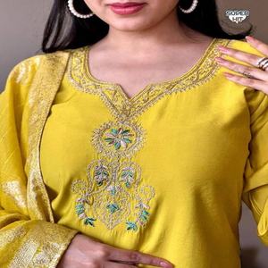 Kurti bordado de alta calidad para adultos, India larga de la ropa de fiesta hecha con algodón de seda, lino, rayón, Material Modal - Product Image 3