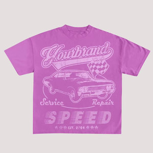 Your brand Men's <b>Purple</b> Short Sleeve T-Shirt With Car Print Casual O-Neck Jersey Cotton <b>Top</b> Regular Fit - Product Image 3