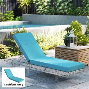 Cuscino per Chaise Longue da Esterno Blu 53x183 cm, Spessore 10 cm con Lacci per Mobili da Giardino - Product Image 2