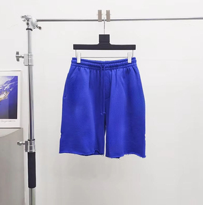 Pantalones Cortos de Mezclilla Azul Marino Oversize para Hombre con Gráfico Floral Blanco, Estilo Urbano, Ajuste Holgado, Dobladillo sin Rematar, Transpirables, Cierre con Cordón, Logo Frontal - Product Image 6