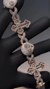 VVS Moissanite Diamond <b>Cross</b> <b>Bracelet</b> 925 Sterling <b>Silver</b> Infinity <b>Cross</b> Baguette and Round Cut Moissanite Tennis <b>Bracelet</b> - Product Image 2