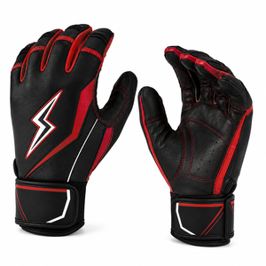 Gant de frappeur en cuir tressé noir et rouge SINEWY SPORTS, main droite, rembourré, fermeture auto-agrippante, durable, unisexe, pour entraînement adulte - Product Image 5