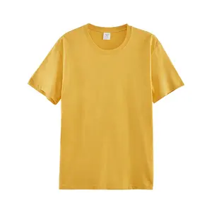 Custom Colour Organic Cotton T-Shirt for Men Solid Blank round Neck with Short Sleeves Garment Wash with Customer Logo
