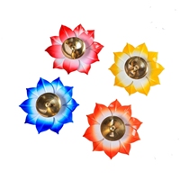 Ensemble de 2 lampes à huile en métal artisanal en forme de fleur de lotus, traditionnelles pour Deepavali, Puja, fête, mariage, et porte-bougie flottant pour bougies chauffe-plat