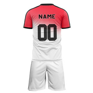 Uniforme deportivo de fútbol transpirable hecho de poliéster, conjunto de camiseta y pantalones cortos de fútbol con estampado por sublimación personalizado - Product Image 3