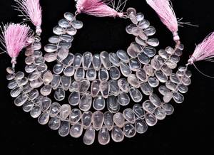 Cuentas de Cuarzo Rosa AAA Lisas en Forma de Pera Briolette 7x10-9x13 MM, Cuentas Sueltas de Cuarzo Rosa de 8 Pulgadas para Joyería - Product Image 6